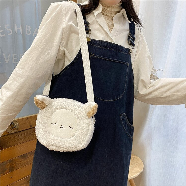 Japanese Style Kawaii Plush Cat Shoulder Bag