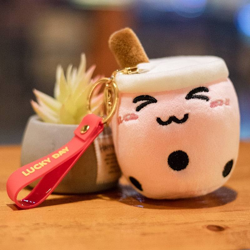 Cute Soft Plush Boba Keychain